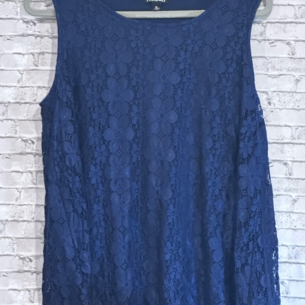Roz & Ali Royal Blue Lace Blouse